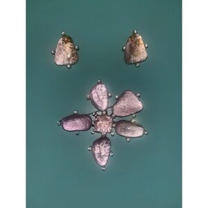 Vintage Cecile Jeanne Paris Rhinestone & Glass Brooch and Matching Earrings